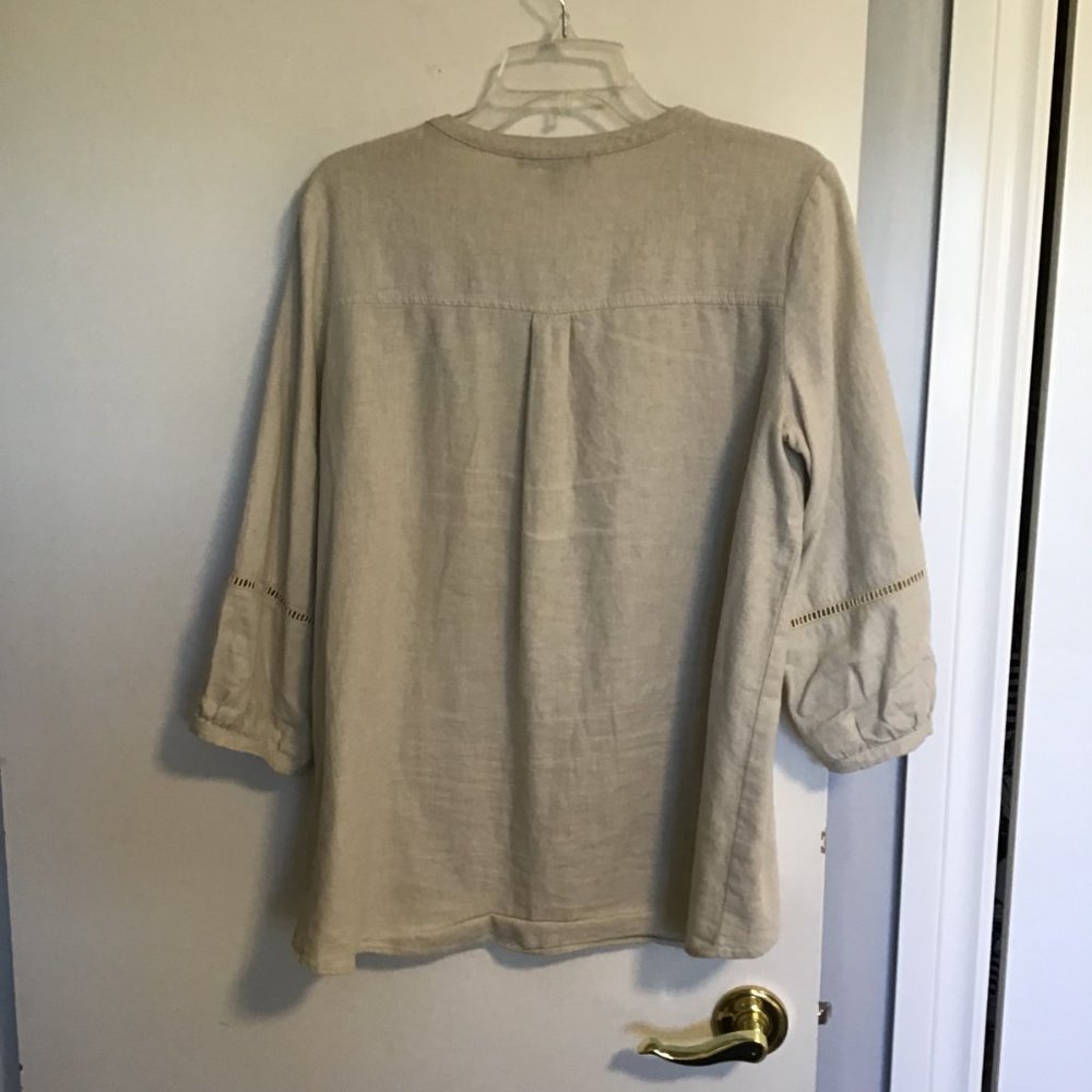JONES New York Linen Button Front Blouse - Picture 3 of 7